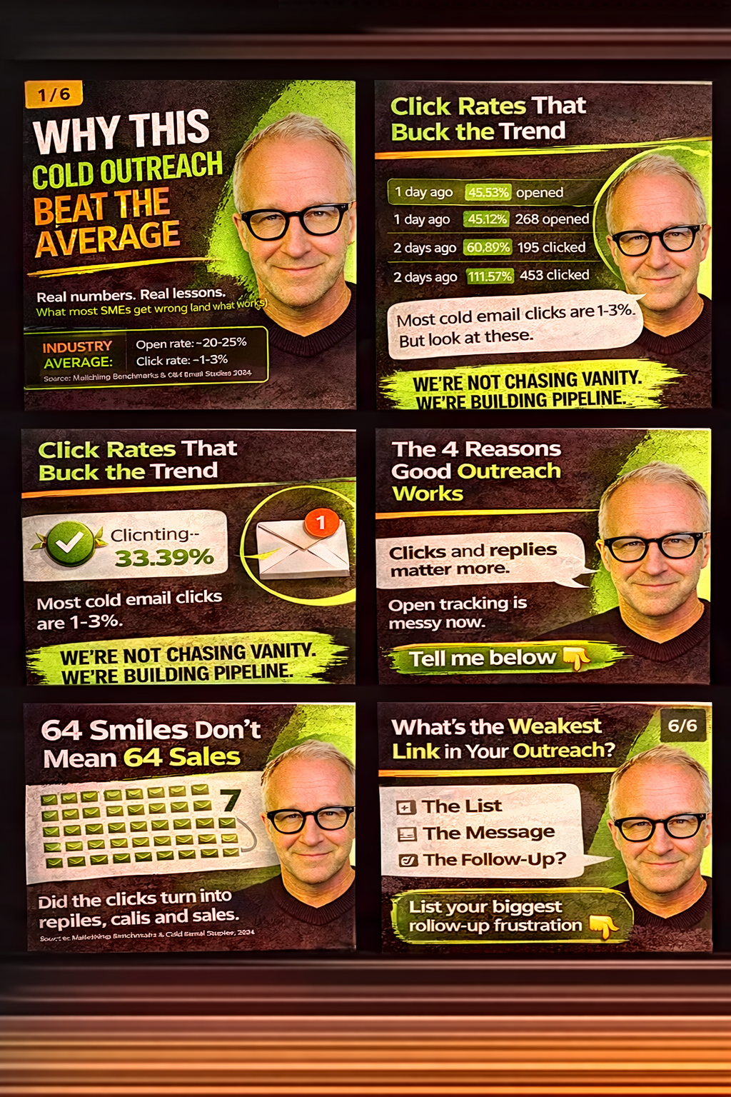 A collection of Green Agents outreach campaign graphics featuring John Wicks